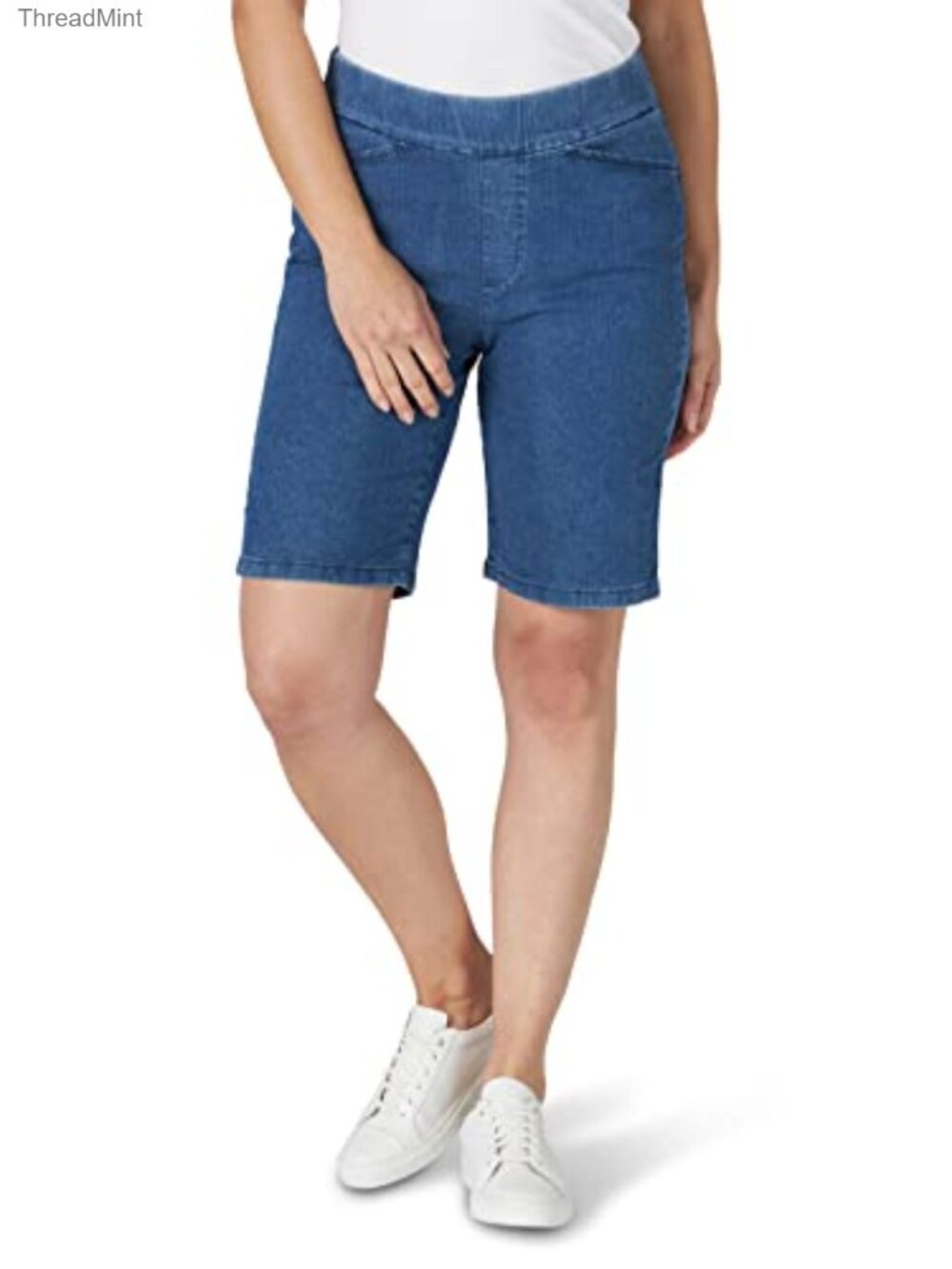 Women's Relaxed Fit Flat Bermuda Shorts Stretch Denim 10" Inseam